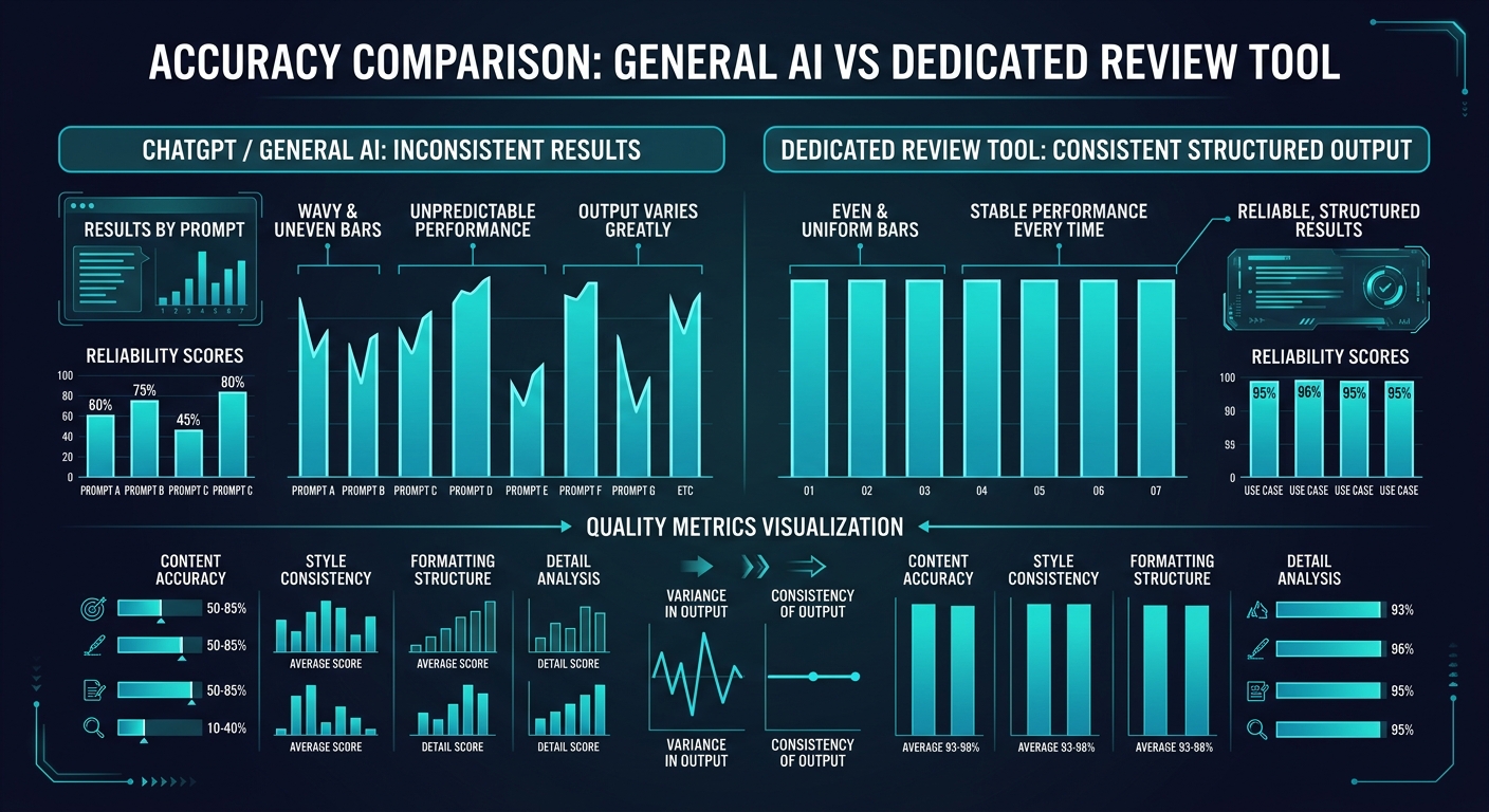 Accuracy and consistency comparison between ChatGPT and dedicated tools