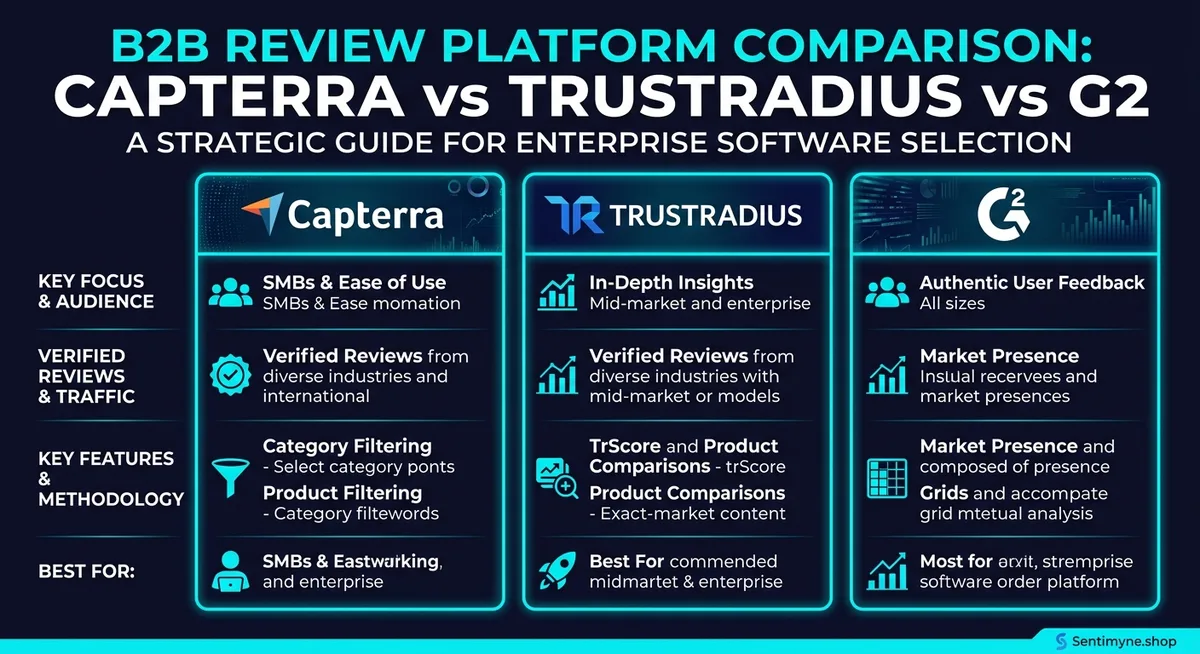 Comparison of Capterra, TrustRadius, and G2 review platforms