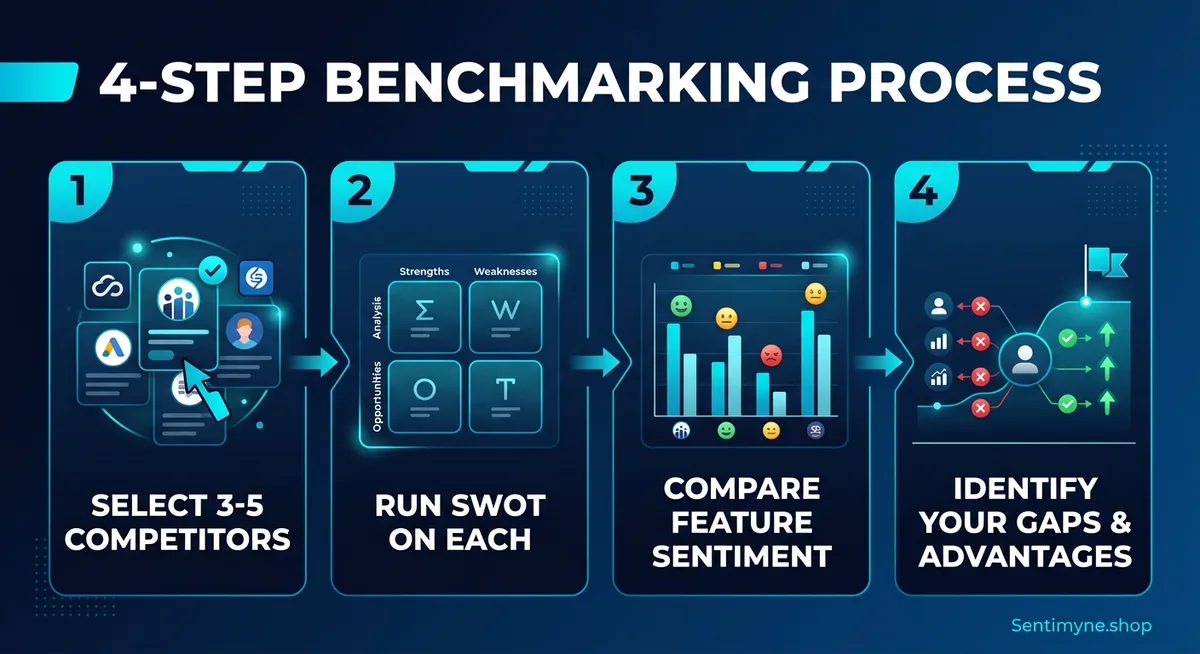 Four-step competitive benchmarking process using review data