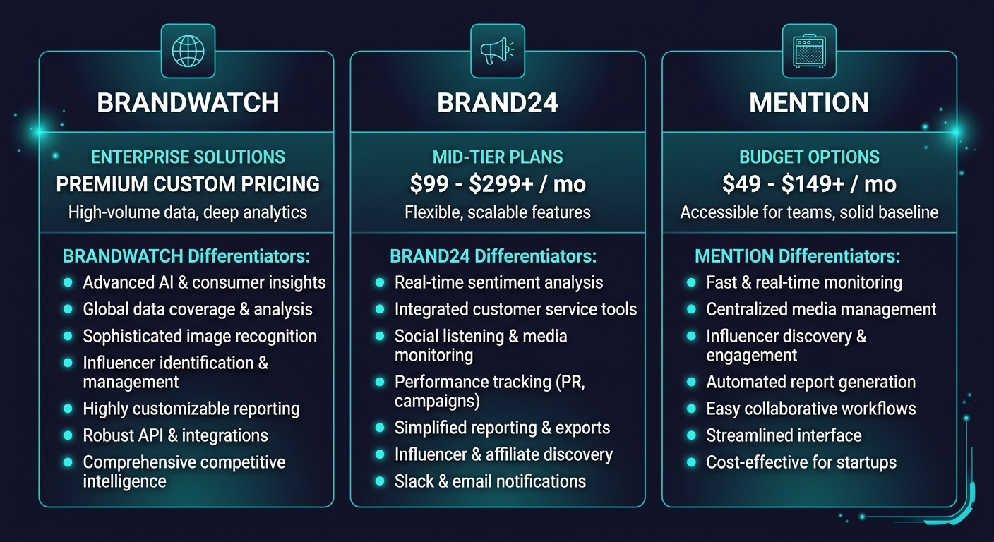 Comparison of Brandwatch, Brand24, and Mention for review analysis