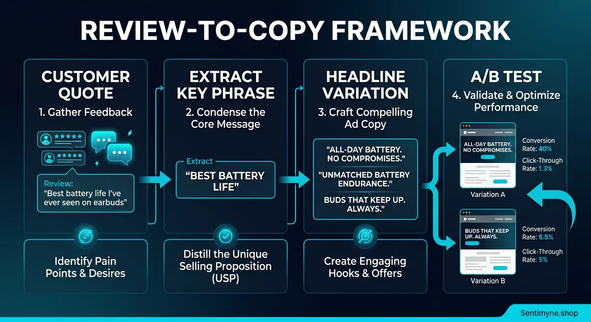 Review data to marketing copy framework