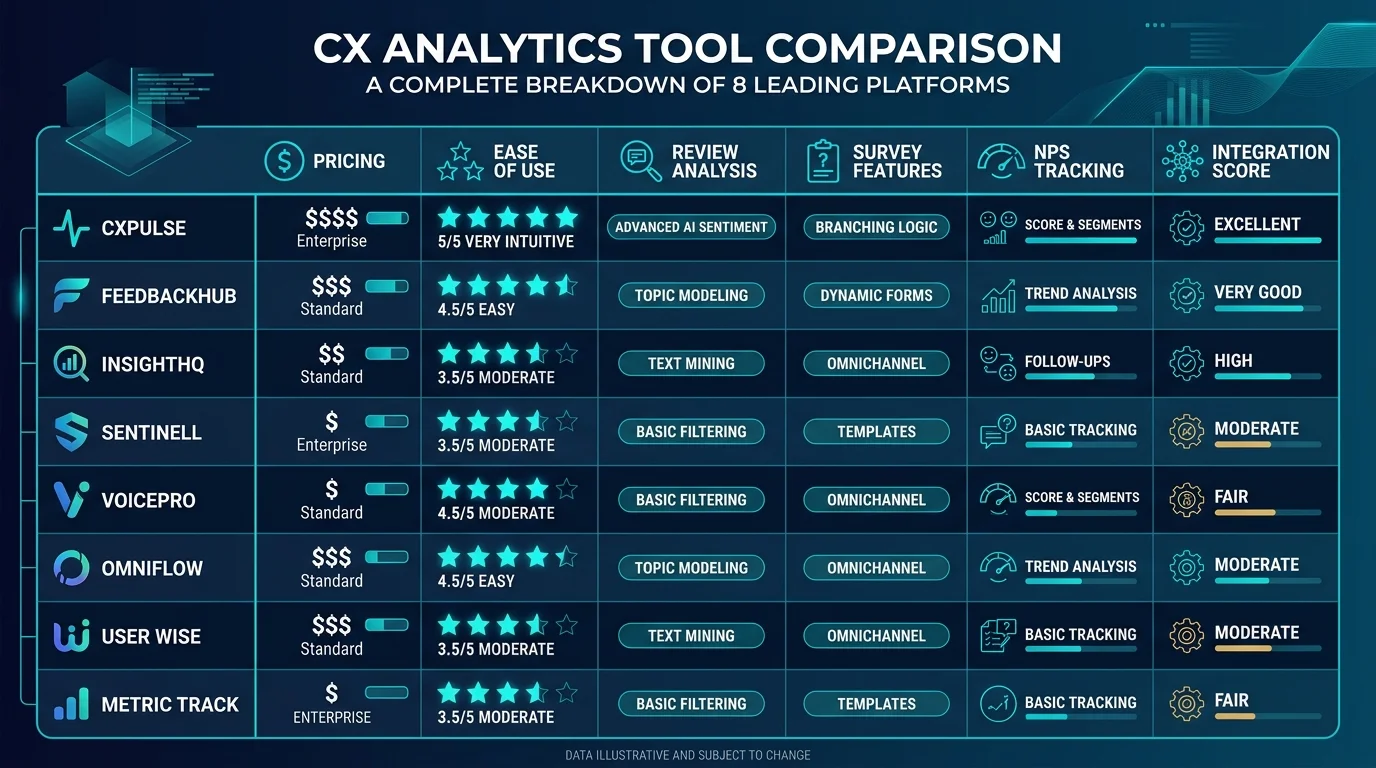 CX analytics tool comparison by tier