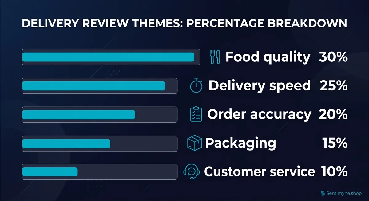 Infographic showing five key delivery review themes and their impact