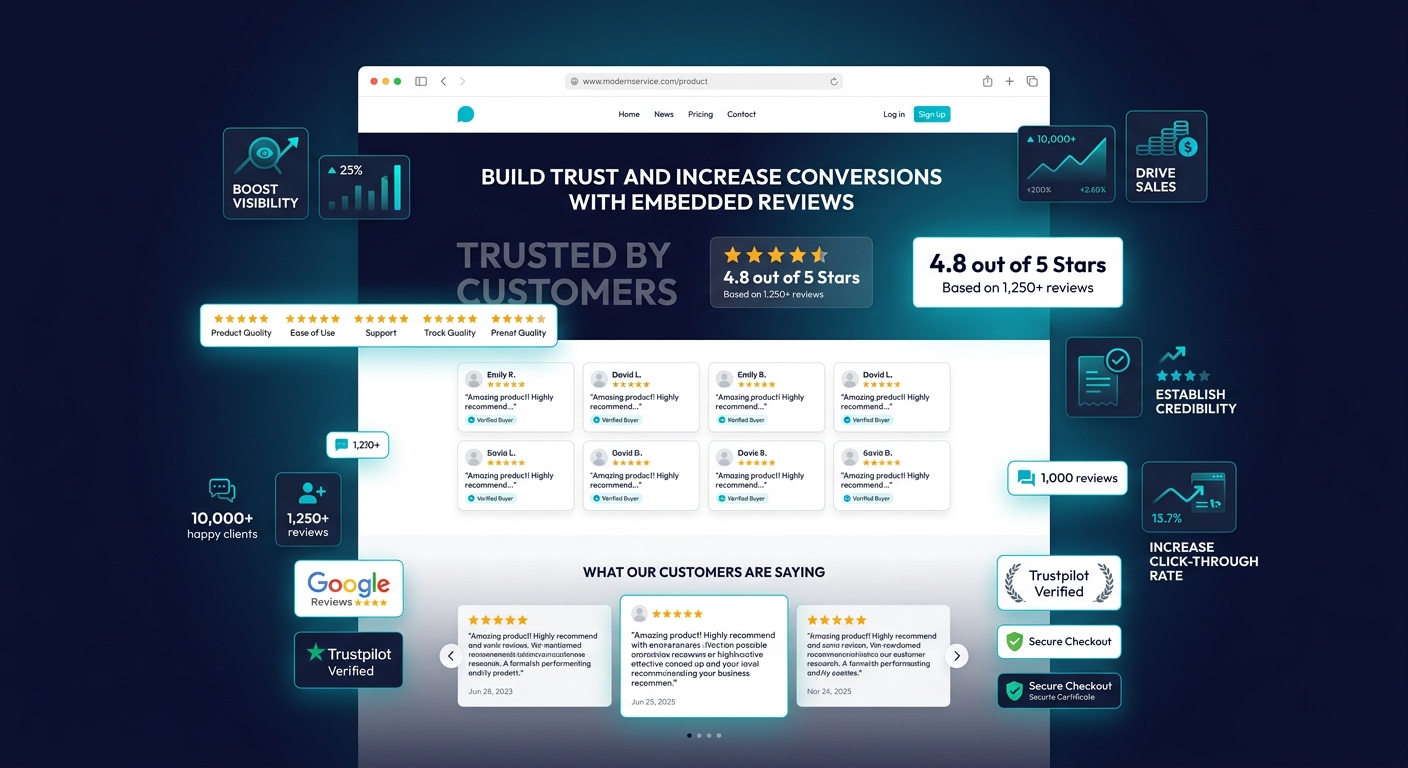 Five methods for embedding reviews on your website with comparison