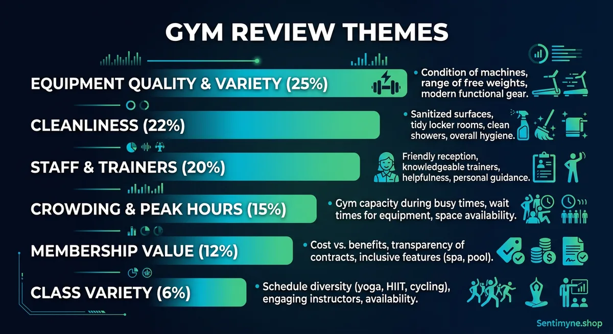 Fitness review themes breakdown