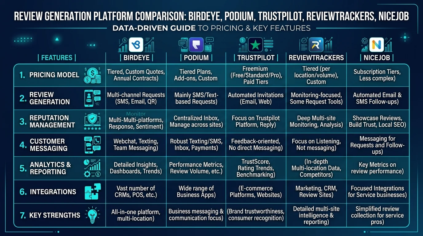 Review generation platform comparison infographic