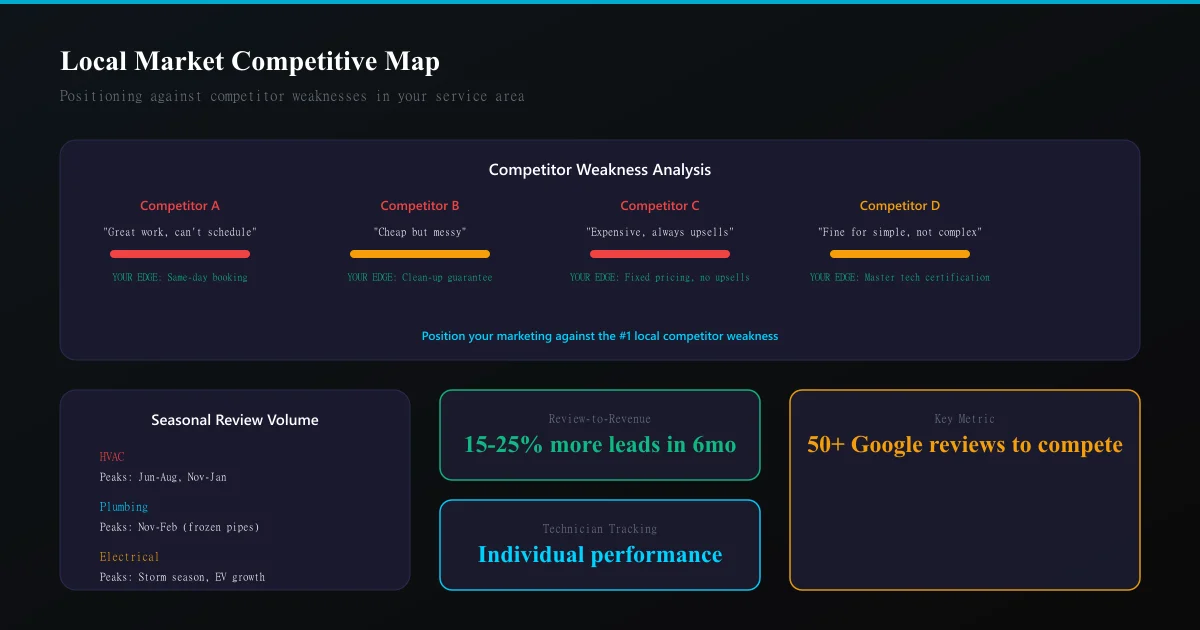 Home services competitive positioning from review data