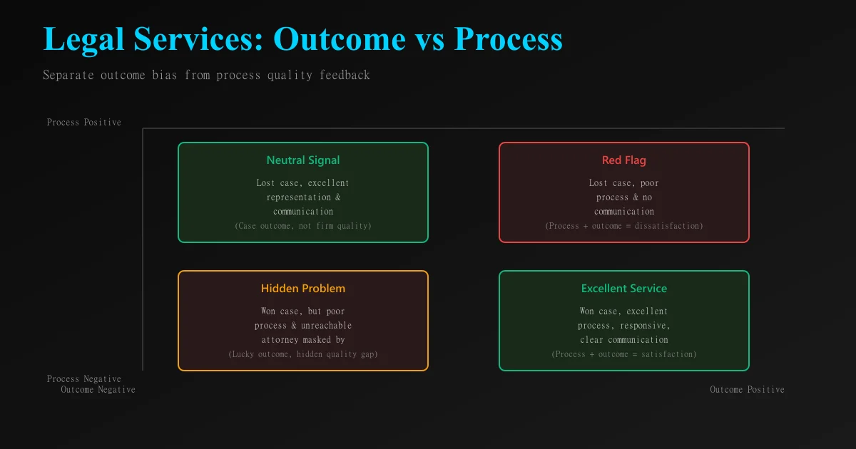 Legal services feedback matrix: outcome vs process quality