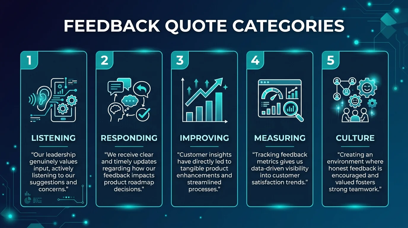Quote categories and actionable insights infographic