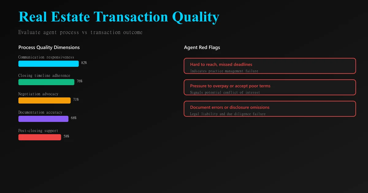 Real estate transaction quality matrix: outcome vs process excellence