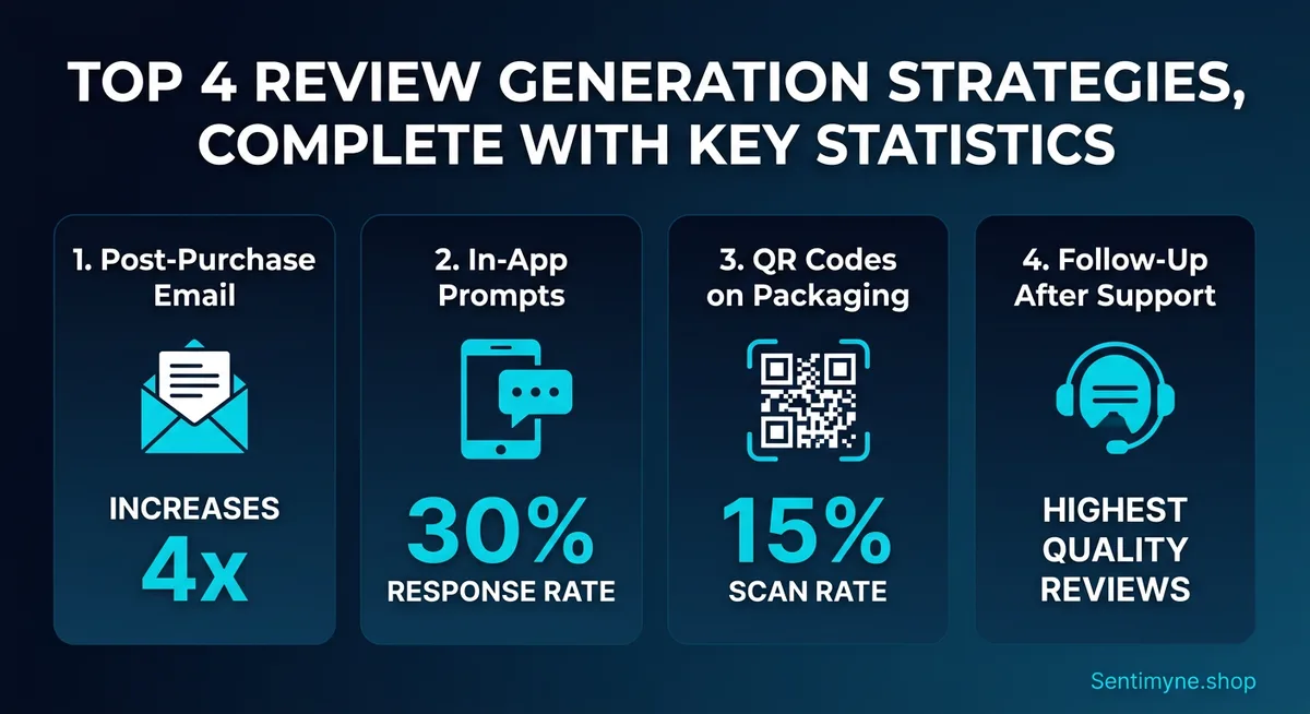 Review generation strategies with conversion stats