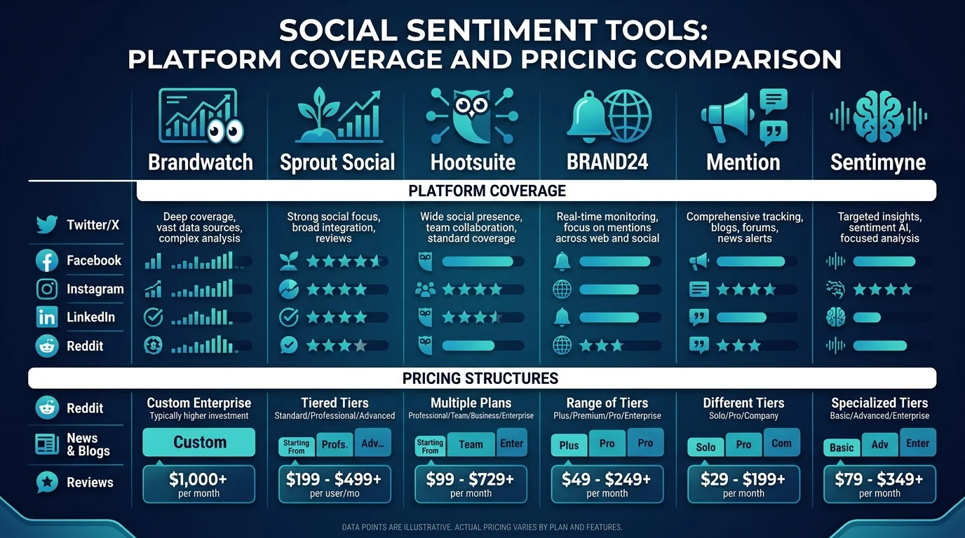 Social sentiment tools feature comparison