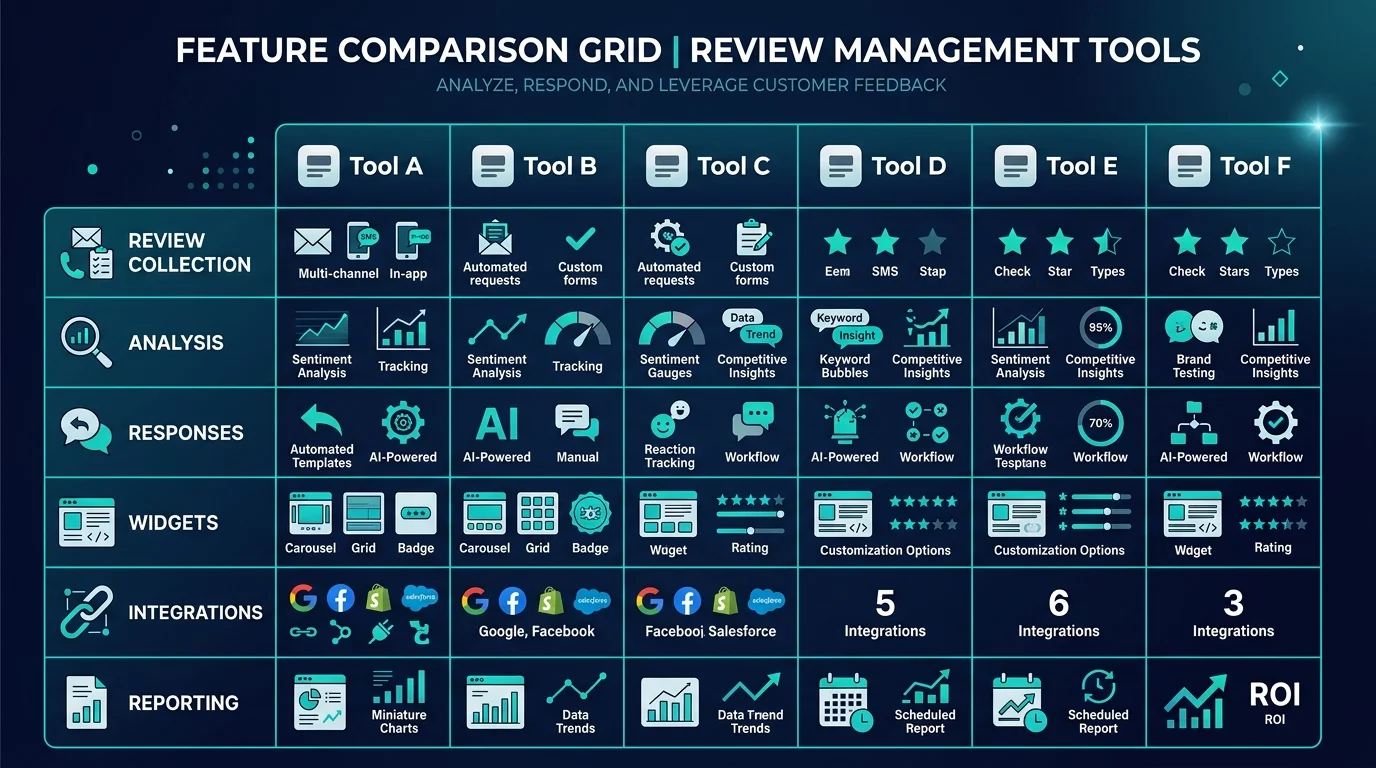 Review software feature comparison matrix