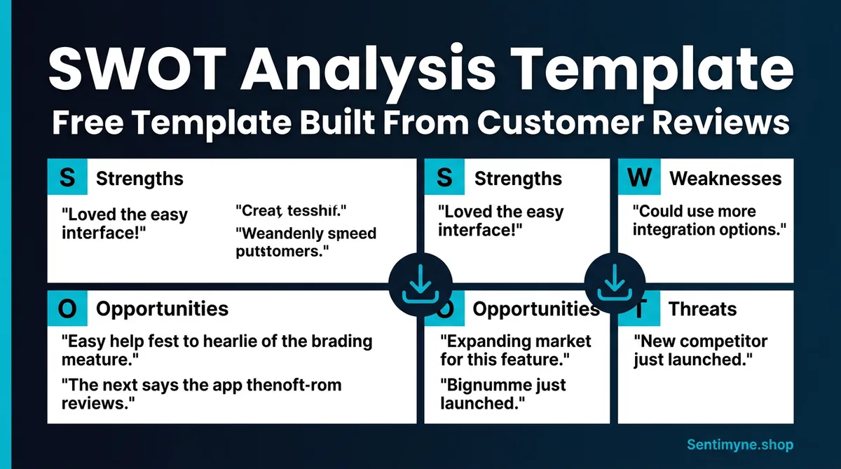 SWOT analysis template built from customer reviews