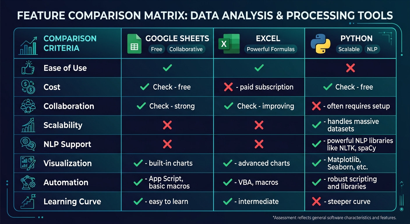 Decision matrix infographic for choosing review analysis tools