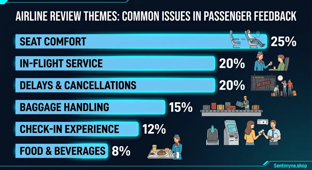 Top themes in airline and travel reviews
